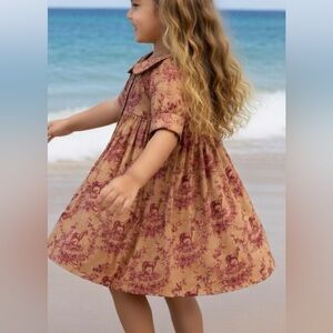 Charming Brown and Red Kids Dress